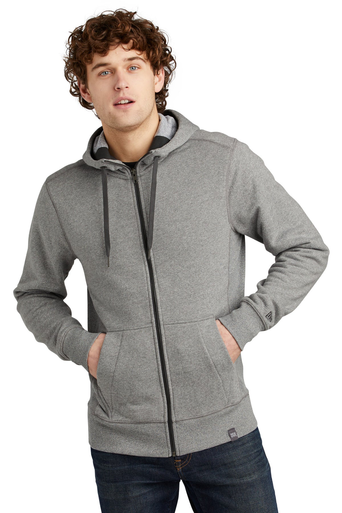 Custom logo New Era ® French Terry Full-Zip Hoodie. NEA502 in Light Graphite Twist