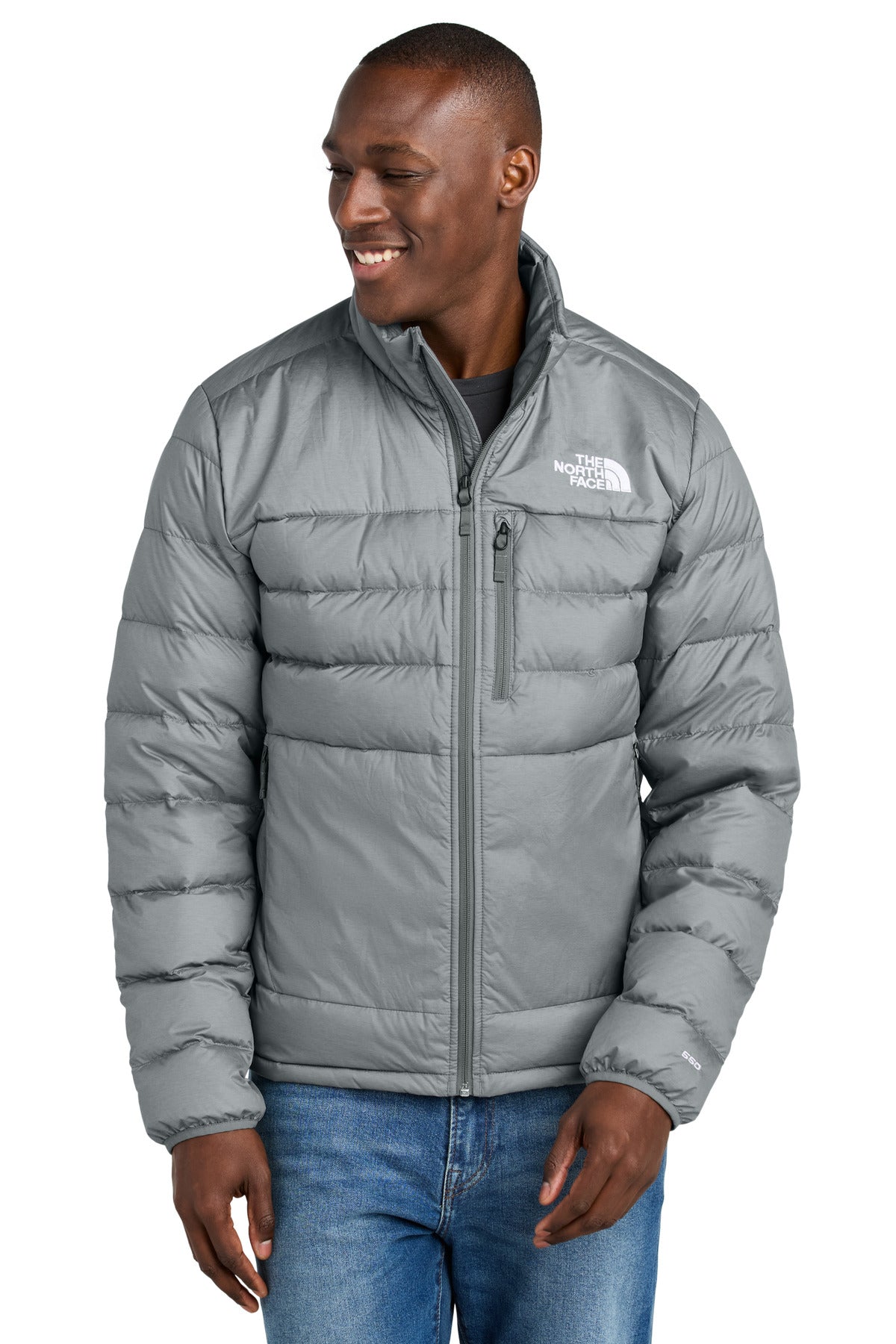 Custom logo The North Face® Down Hybrid Jacket NF0A7V4F in TNF Medium Grey Heather