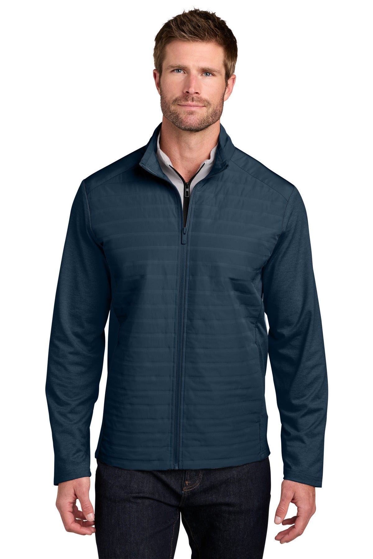 Custom logo OGIO® Driveline Hybrid Jacket OG760 in River Blue Navy