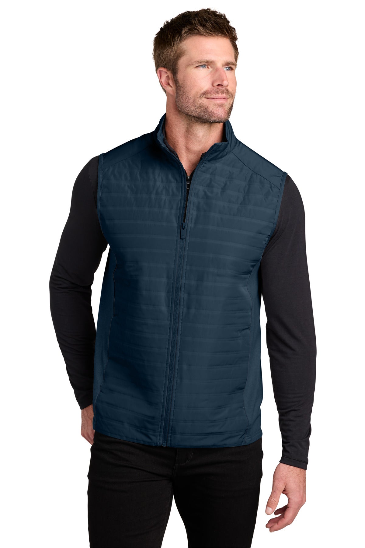 Custom logo OGIO® Driveline Hybrid Vest OG761 in River Blue Navy