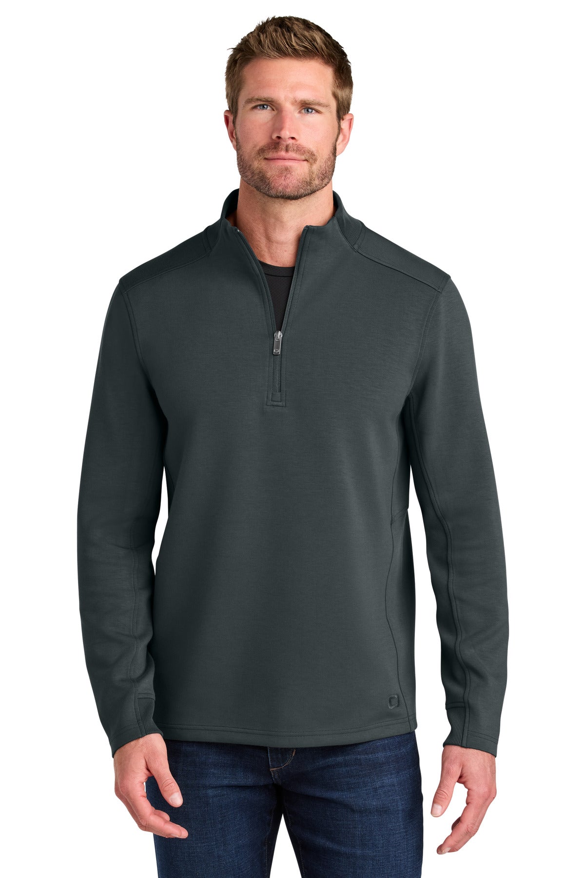 Custom logo OGIO® Transcend 1/4-Zip OG861 in Tarmac Grey