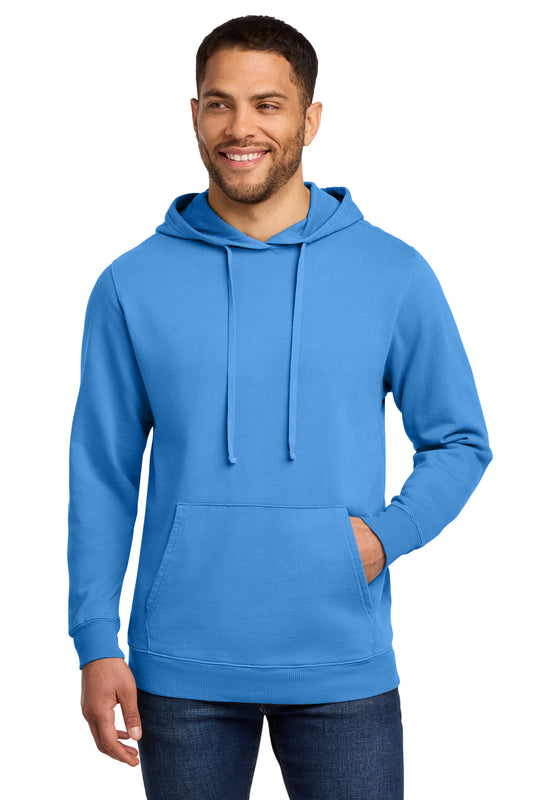 Custom logo Port & Co® Beach Wash® Garment-Dyed Pullover Hooded Sweatshirt. PC098H in Blue Moon
