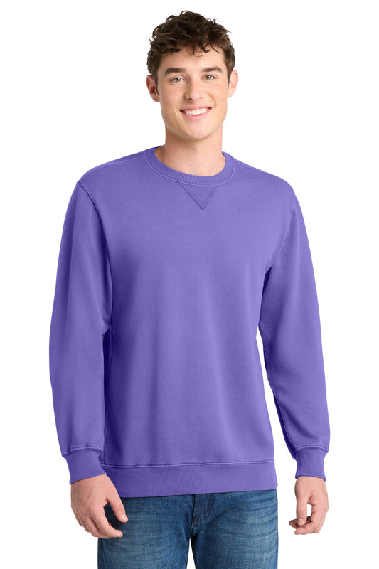 Custom logo Port & Co® Beach Wash® Garment-Dyed Crewneck Sweatshirt PC098 in Amethyst