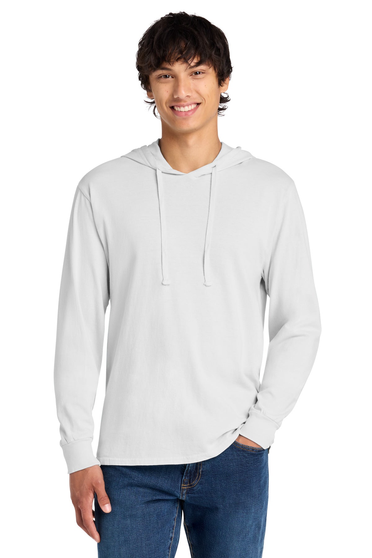 Custom logo Port & Co® Beach Wash® Garment-Dyed Pullover Hooded Tee PC099H in White