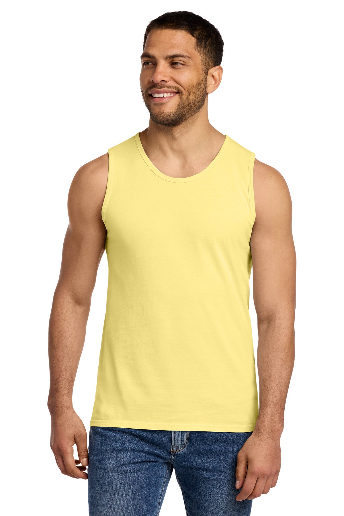 Custom logo Port & Co® Beach Wash® Garment-Dyed Tank. PC099TT in Popcorn