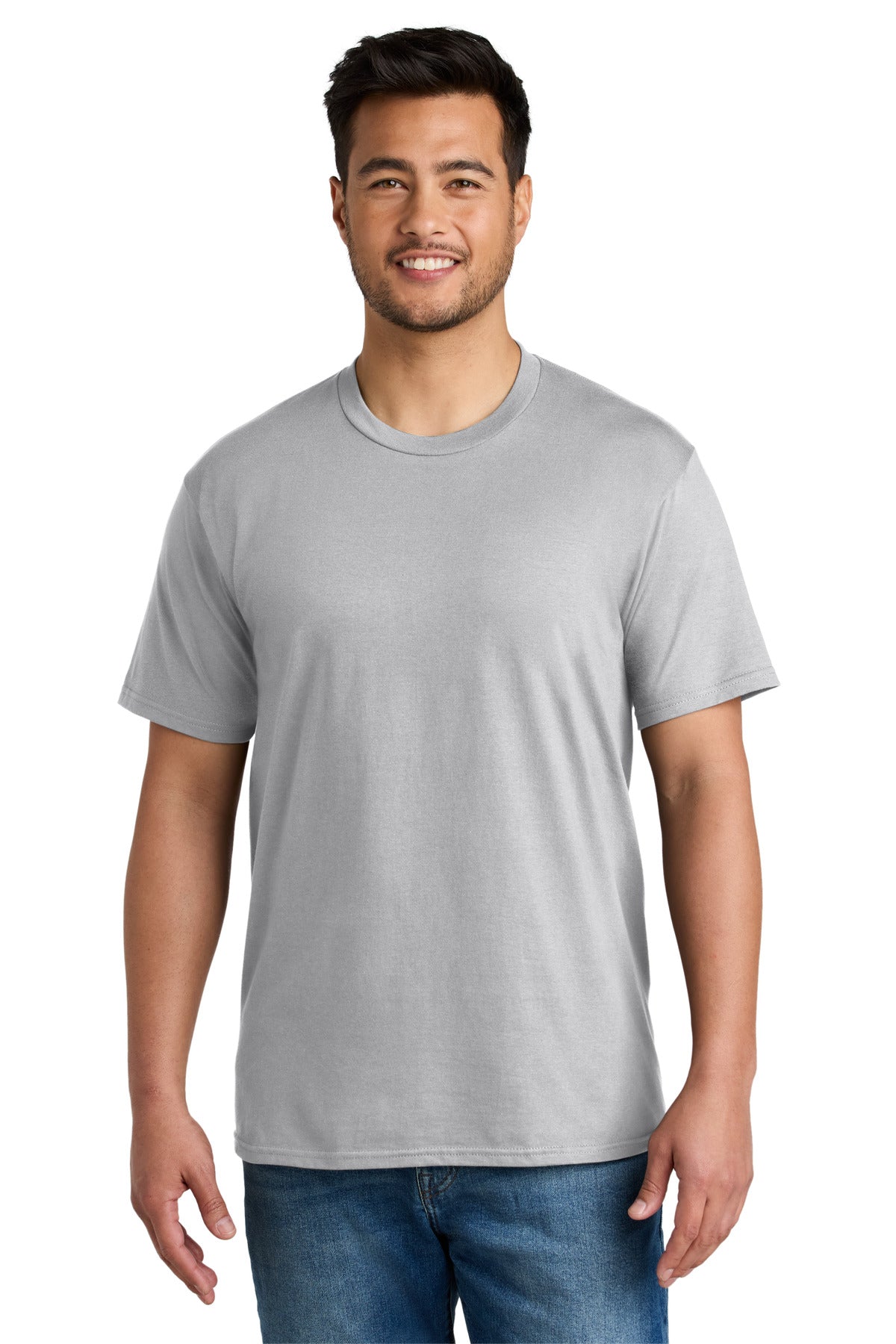 Custom logo Port & Co® CVC Tee PC340 in Silver