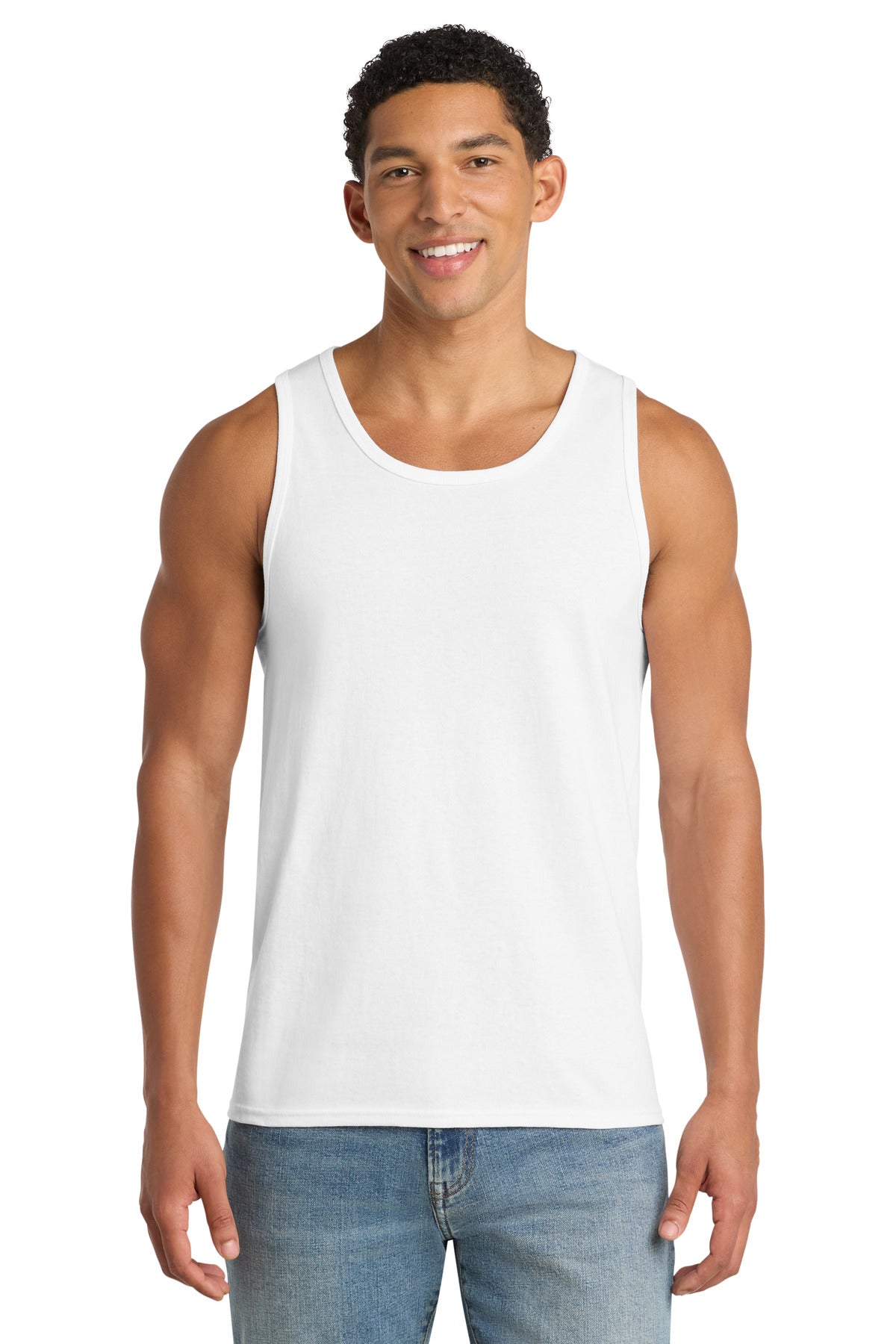 Custom logo Port & Co® Core Cotton Tank Top. PC54TT in White