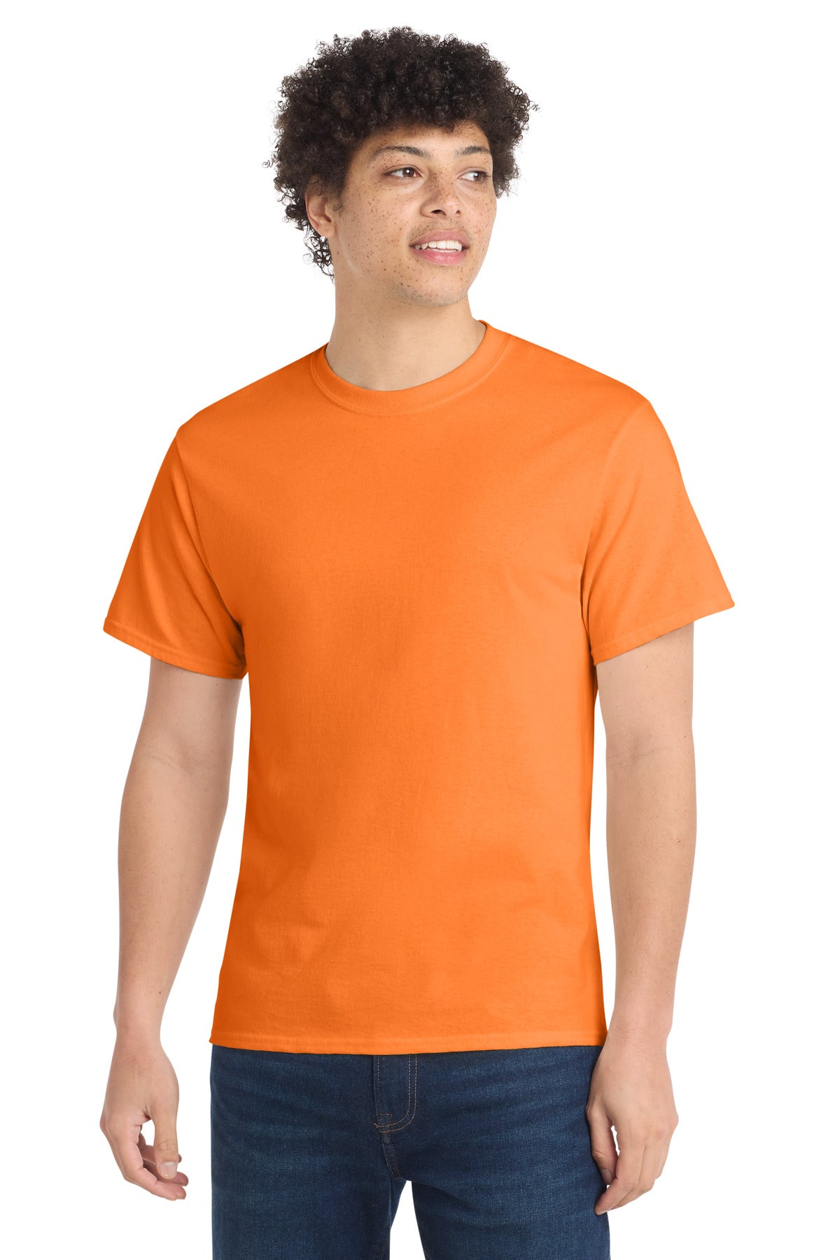 Custom logo Port & Co® Tall Core Cotton Tee PC54T in Neon Orange