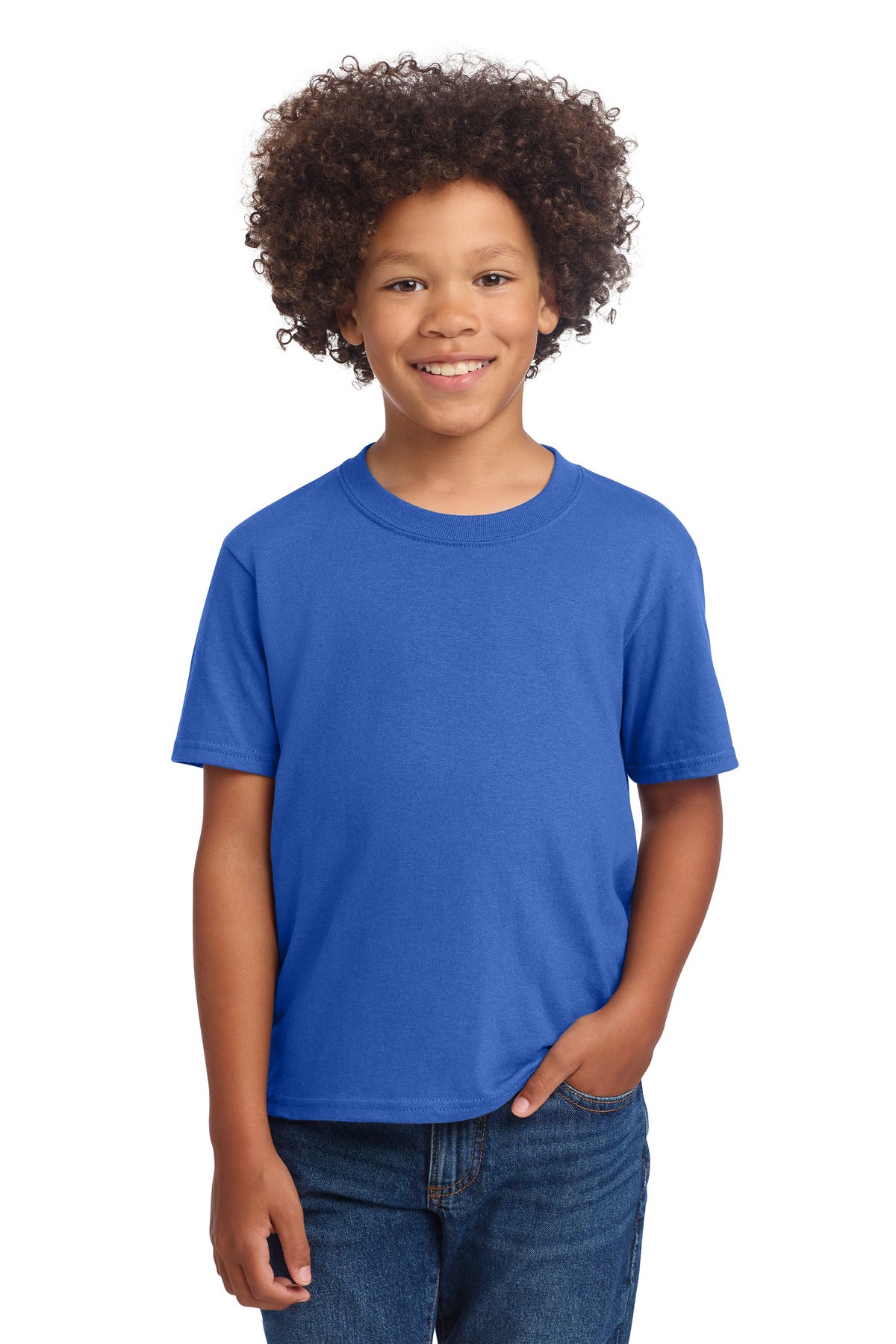Custom logo Port & Co® Youth Core Cotton DTG Tee PC54YDTG in Royal