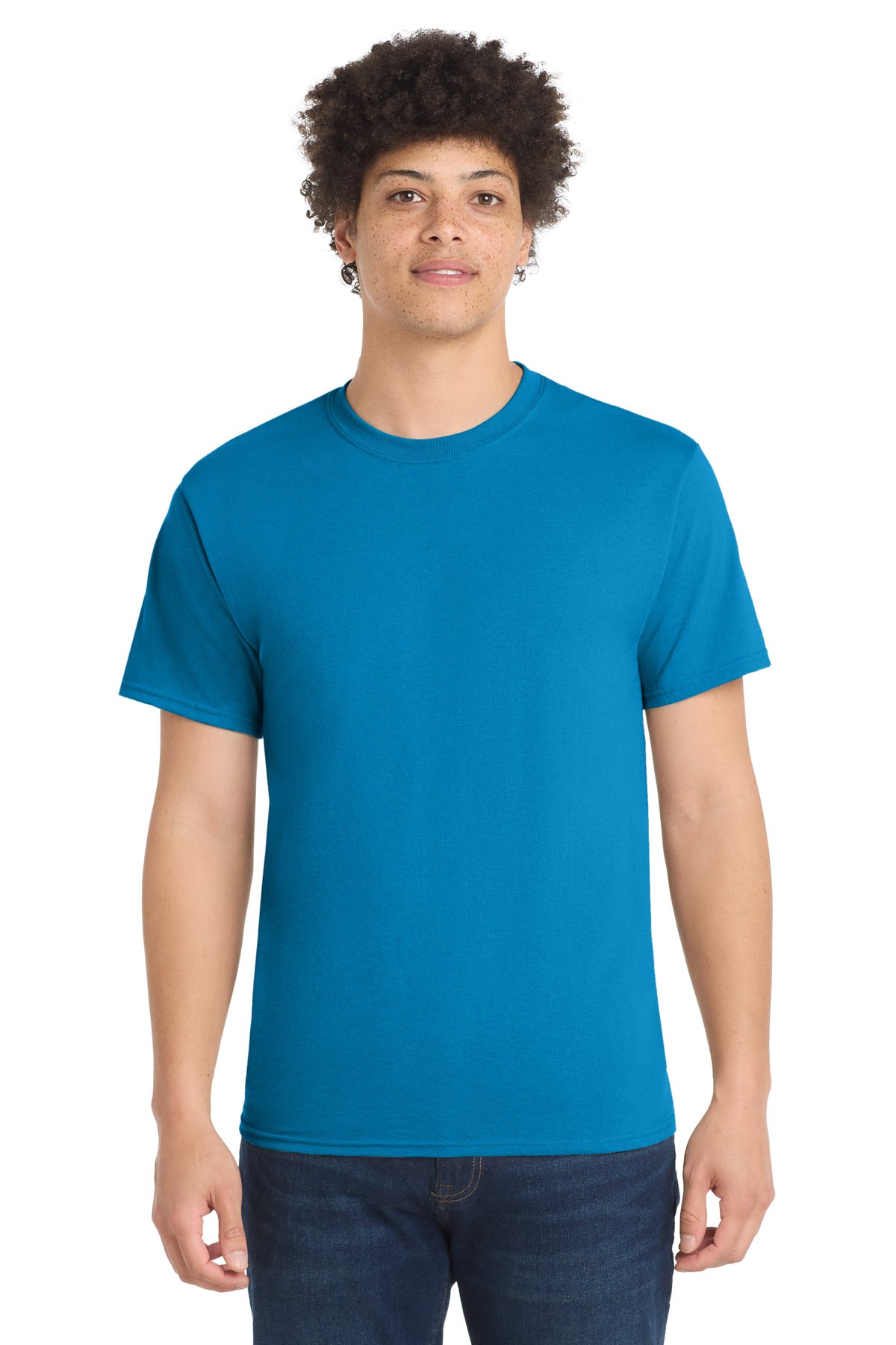 Custom logo Port & Co® Tall Core Blend Tee. PC55T in Sapphire