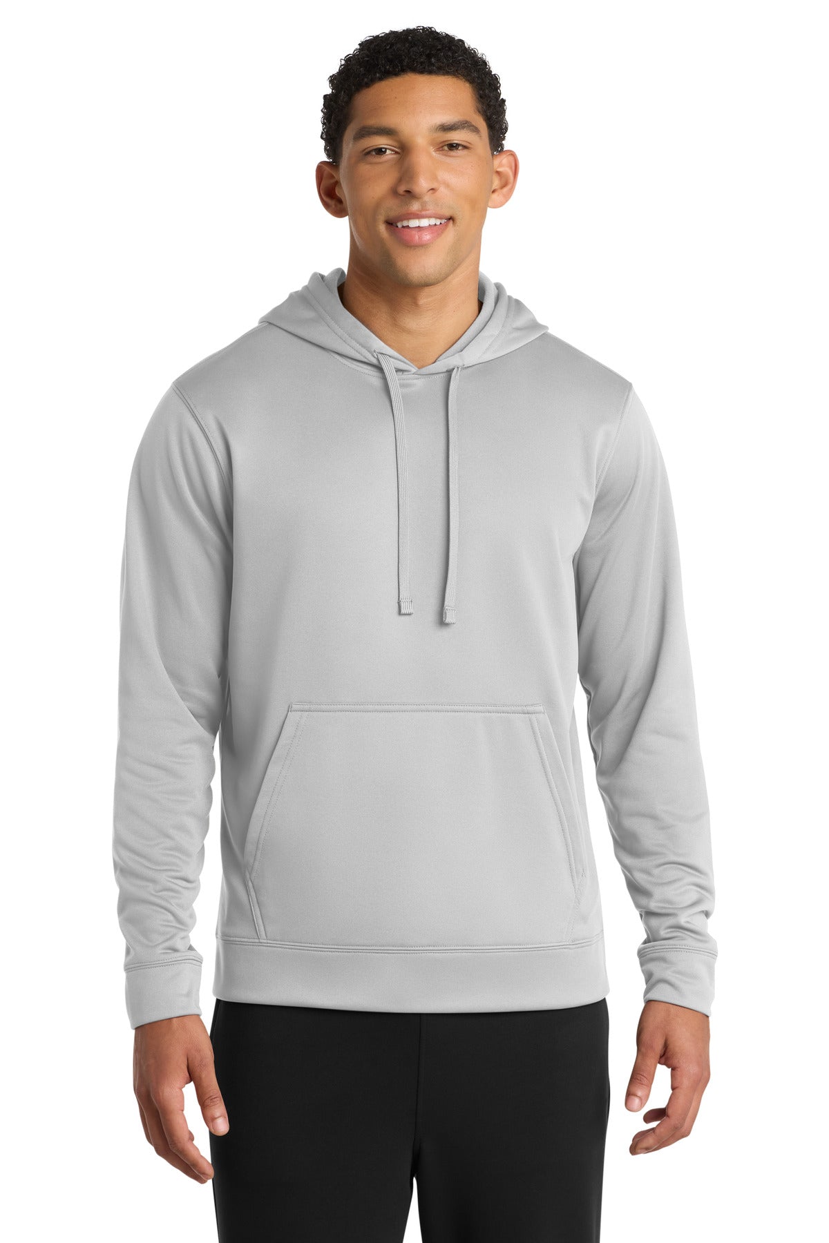 Custom logo Port & Co® Performance Fleece Pullover Hooded Sweatshirt. PC590H in Silver