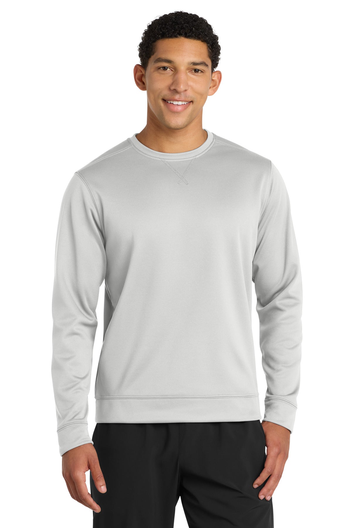Custom logo Port & Co® Performance Fleece Crewneck Sweatshirt. PC590 in Silver
