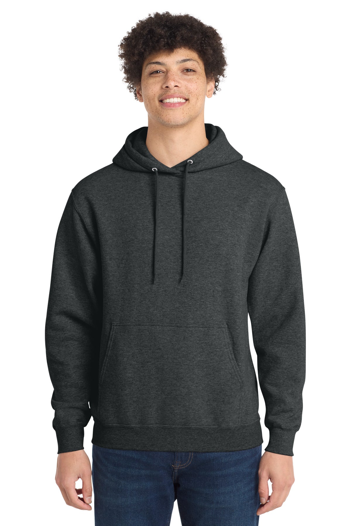 Custom logo Port & Co® Tall Core Fleece Pullover Hooded Sweatshirt PC78HT in Black Heather