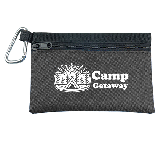 Custom logo Two-Tone Polyester Zip Pouch with Carabiner