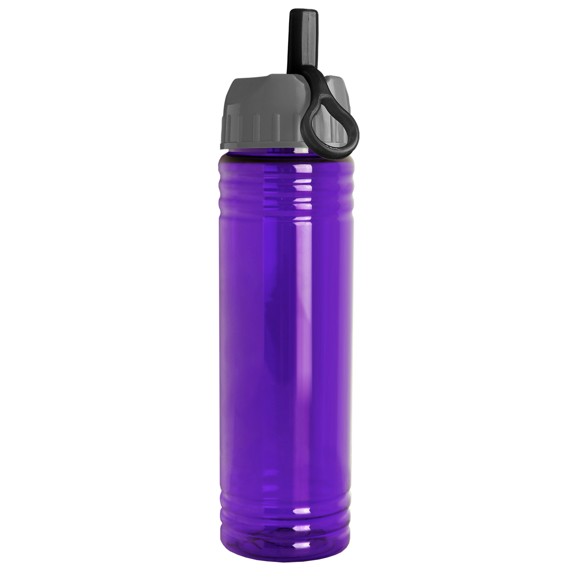 Custom logo Slim Fit RPET Bottle with Ring-Straw Lid - 24 oz.