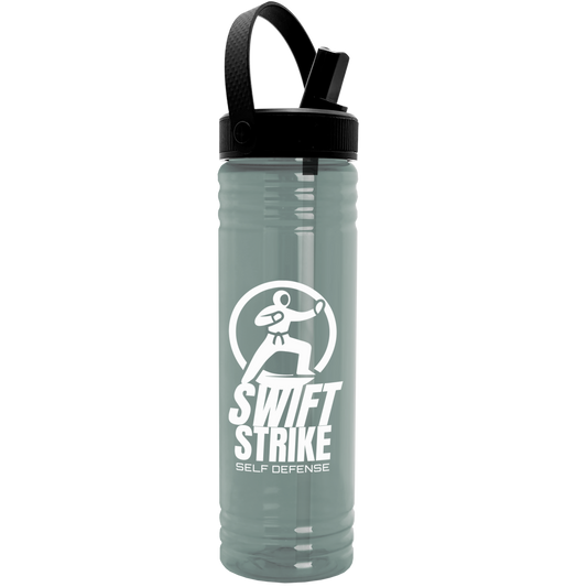 Slim Fit RPET Bottle with Flip-Straw, Swivel-Handle Lid - 24 oz.