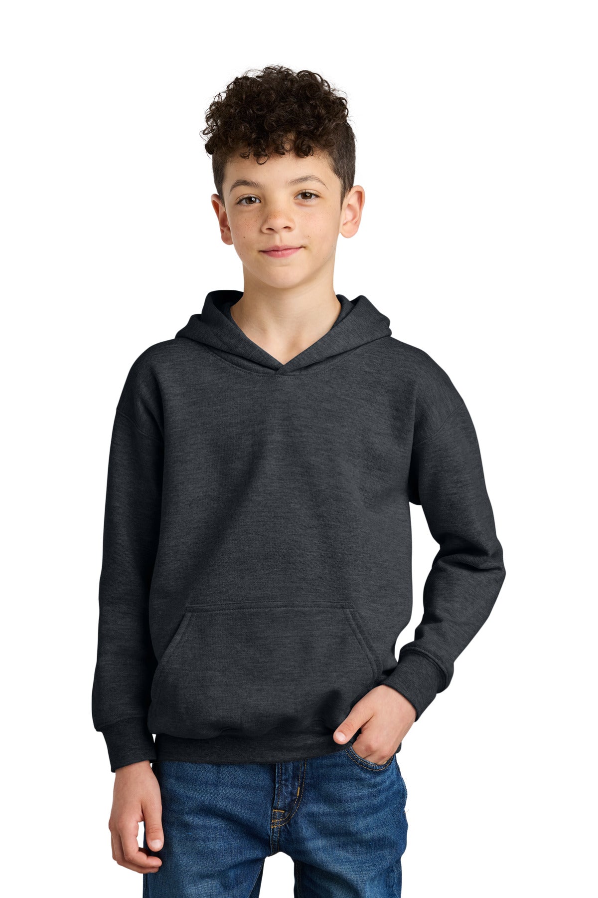 Custom logo Gildan® Youth Softstyle® Midweight Fleece Hoodie SF500B in Dark Heather