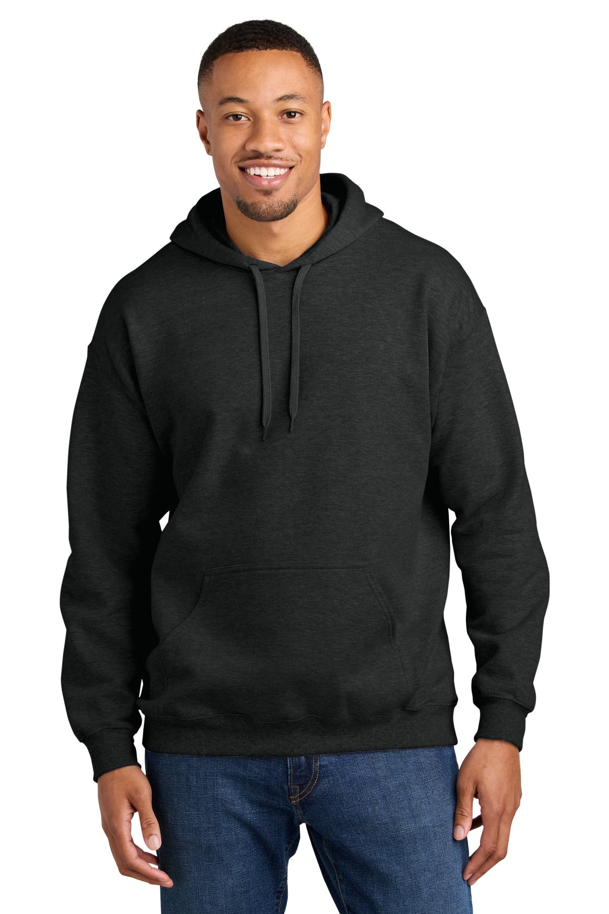 Custom logo Gildan® Softstyle® Midweight Pullover Hooded Sweatshirt SF500 in Heather Black