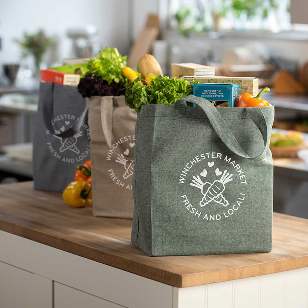 Custom logo Recycled 5oz Cotton Twill Grocery Tote