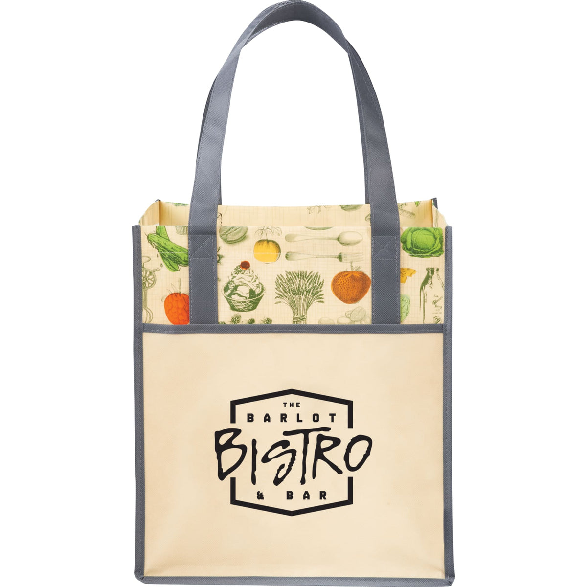 Custom logo Big Grocery Vintage Laminated Non-Woven Tote