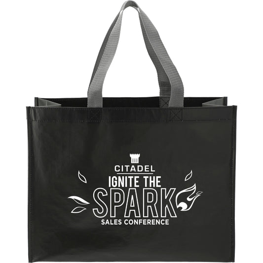 Custom logo RPET Laminated Matte Shopper Tote