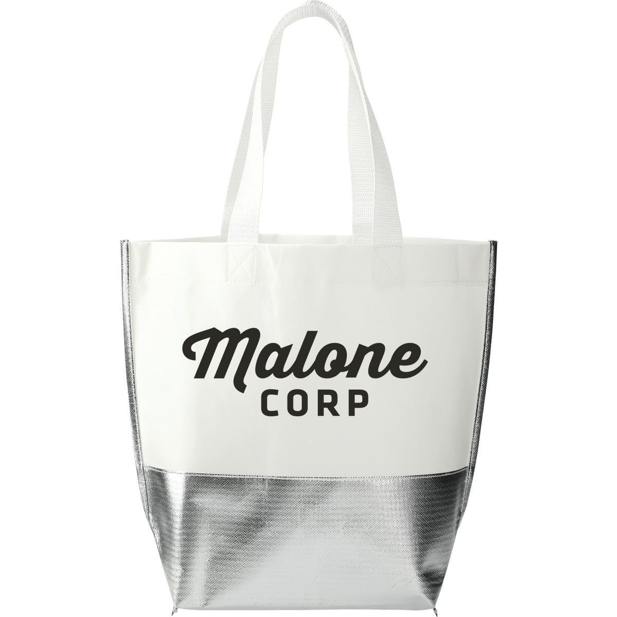 Custom logo Large Laminated Metallic Bottom Tote