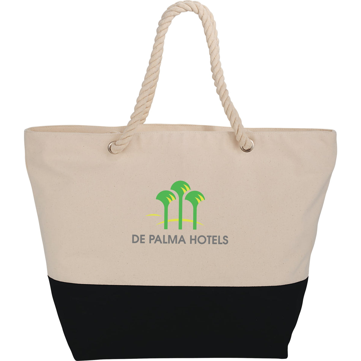Custom logo Zippered 12oz Cotton Canvas Rope Tote
