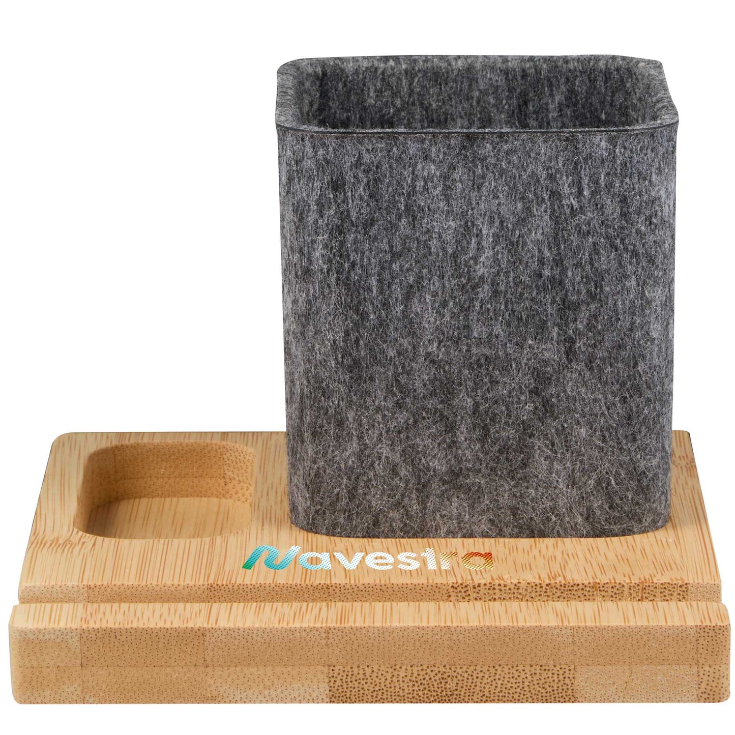 Custom logo Recycled Felt & Bamboo Pen Holder