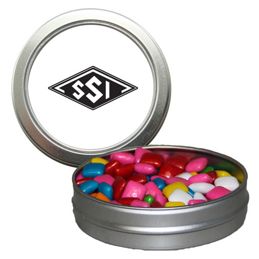 Custom logo Candy Window Tin Short Round