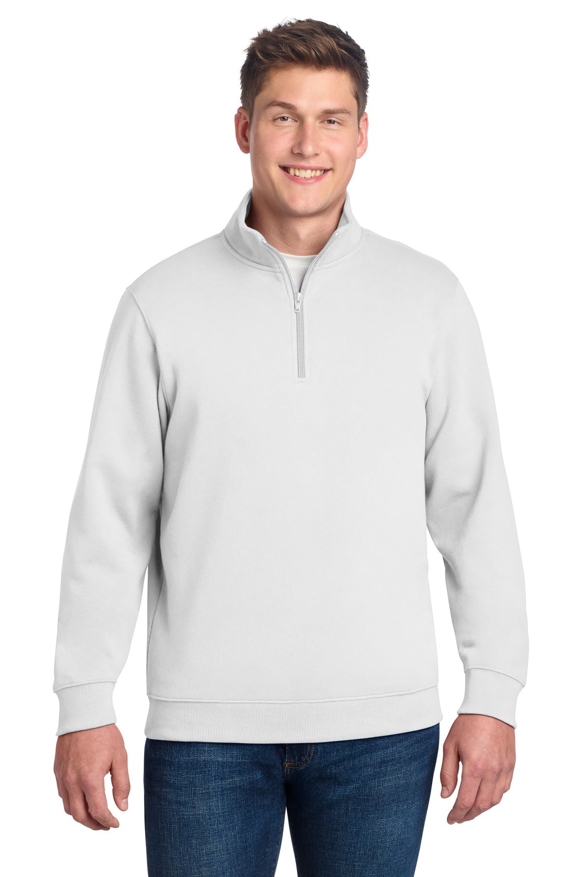 Custom logo Sport-Tek® 1/4-Zip Sweatshirt. ST253 in White