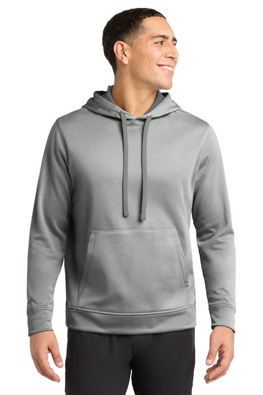 Custom logo Sport-Tek ® PosiCharge ® Sport-Wick ® Heather Fleece Hooded Pullover. ST264 in Dark Silver Heather