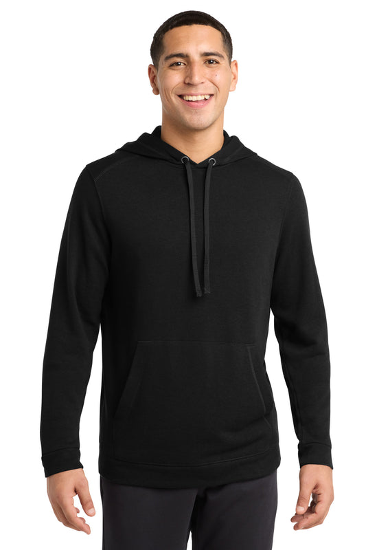 Custom logo Sport-Tek ® PosiCharge ® Tri-Blend Wicking Fleece Hooded Pullover. ST296 in Black Triad Solid