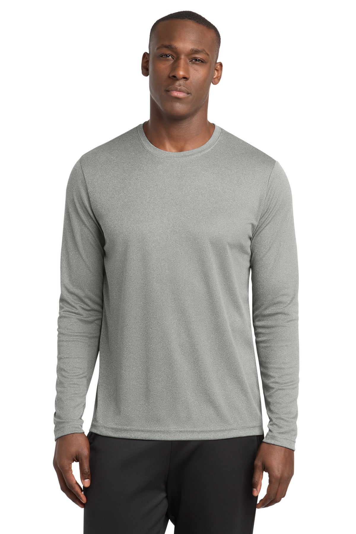 Custom logo Sport-Tek® PosiCharge® RacerMesh® Long Sleeve Tee. ST340LS in Grey Heather