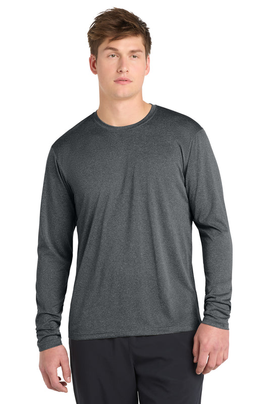 Custom logo Sport-Tek® Long Sleeve Heather Contender™ Tee. ST360LS in Graphite Heather