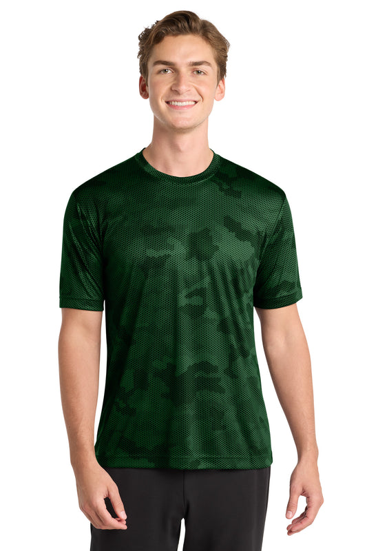Custom logo Sport-Tek® CamoHex Tee. ST370 in Forest Green