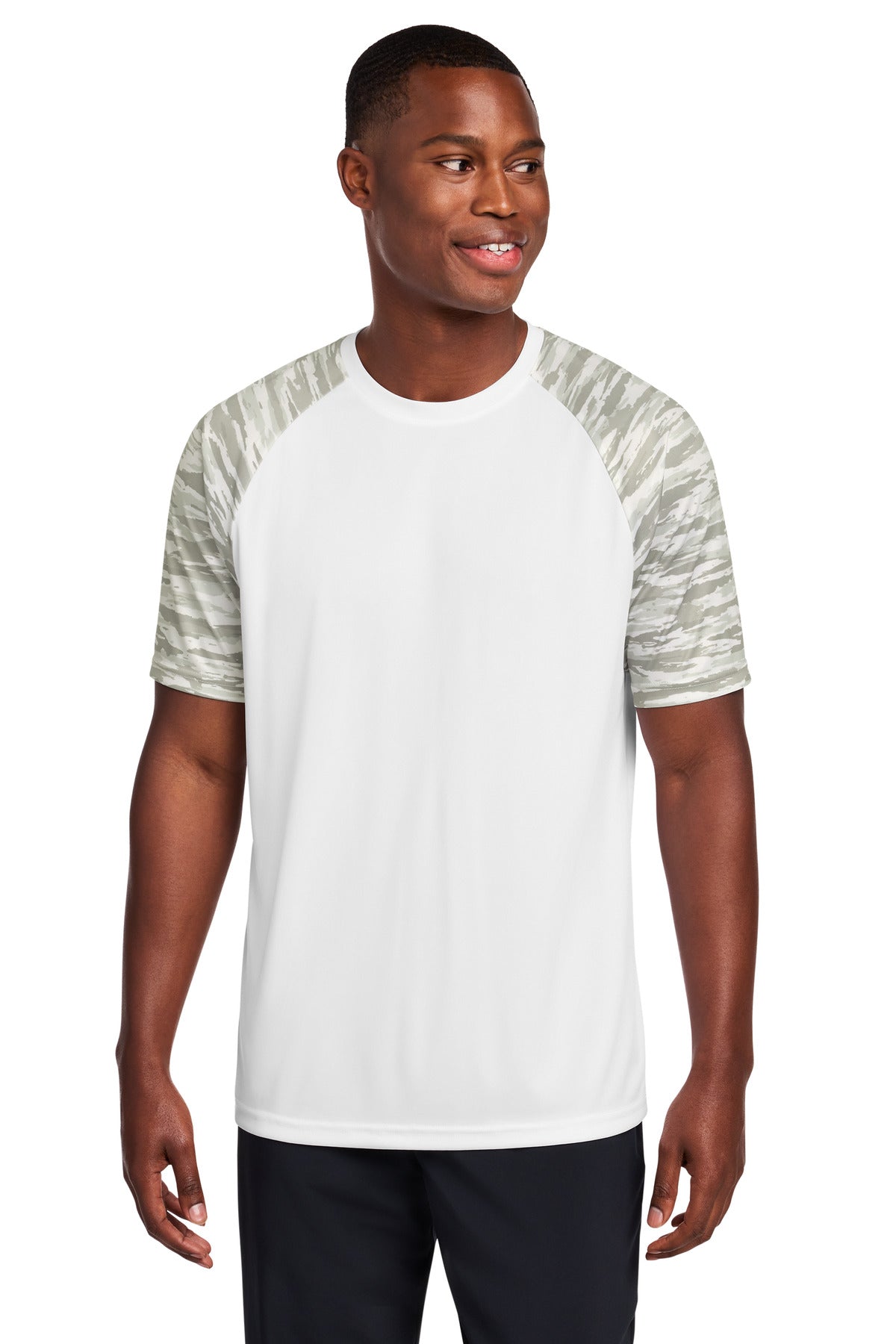 Custom logo Sport-Tek® Drift Camo Colorblock Tee ST376 in White