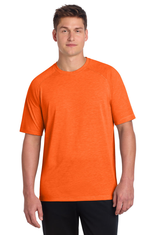 Custom logo Sport-Tek ® PosiCharge ® Tri-Blend Wicking Raglan Tee. ST400 in Deep Orange Heather