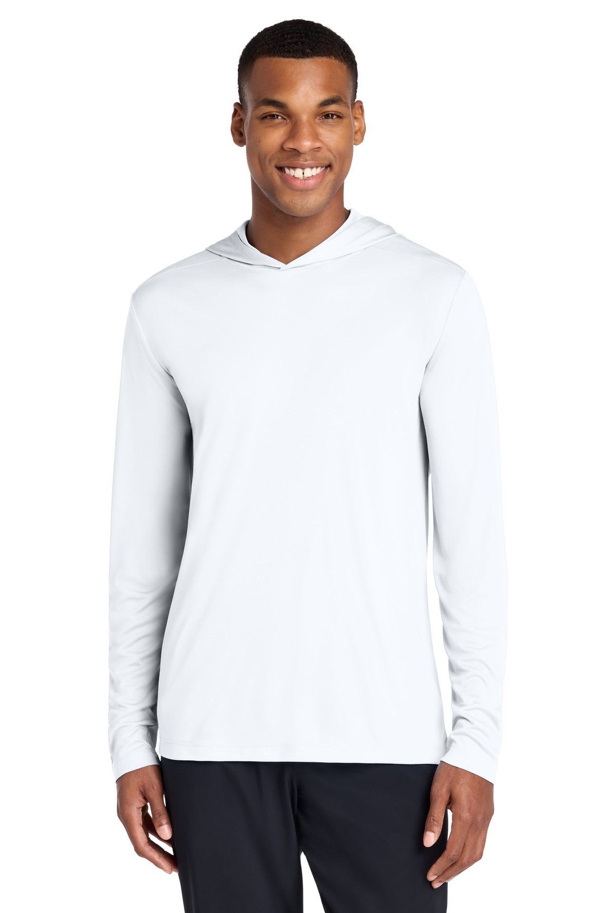 Custom logo Sport-Tek® Posi-UV® Pro Long Sleeve Hoodie ST420LSH in White