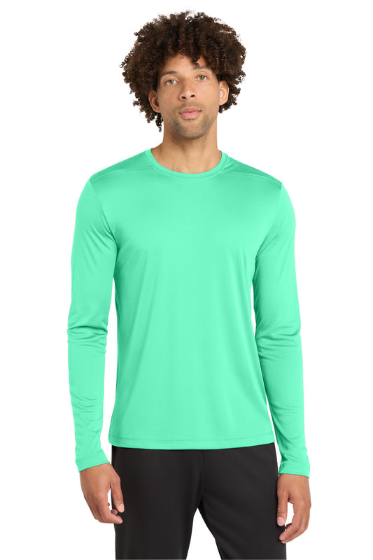 Custom logo Sport-Tek ® Posi-UV® Pro Long Sleeve Tee. ST420LS in Bright Seafoam