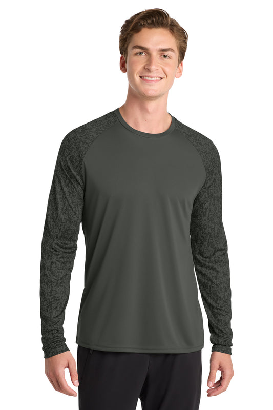 Custom logo Sport-Tek ® Long Sleeve Digi Camo Tee. ST460LS in Black