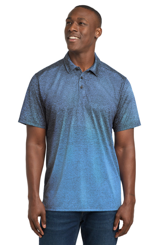 Custom logo Sport-Tek ® Ombre Heather Polo. ST671 in Carolina Blue/ True Navy