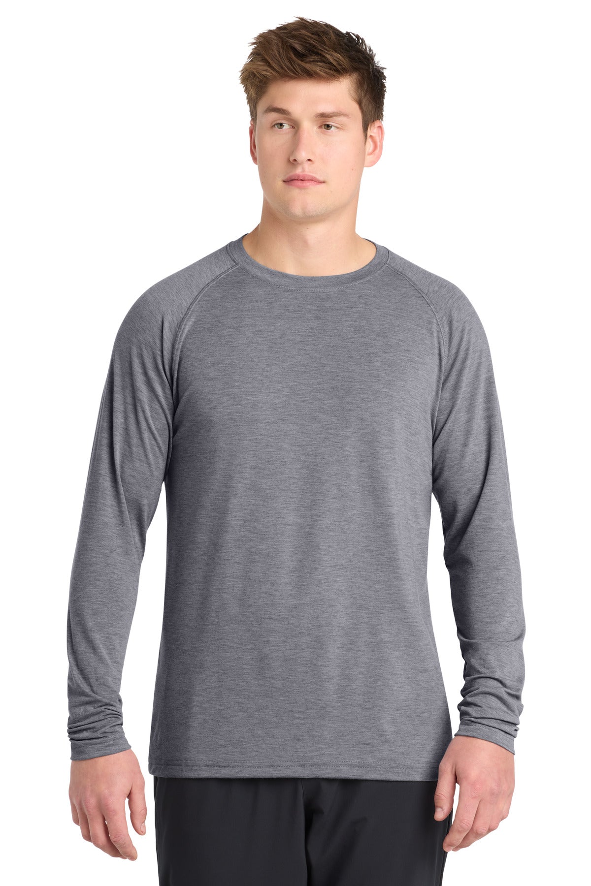Custom logo Sport-Tek® Long Sleeve Ultimate Performance Crew. ST700LS in Heather Grey
