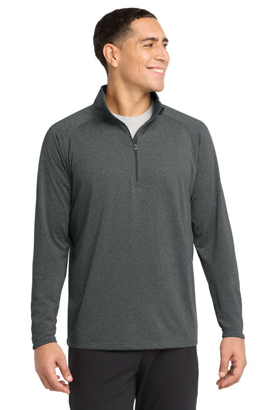 Custom logo Sport-Tek® Sport-Wick® Stretch 1/4-Zip Pullover. ST850 in Charcoal Grey Heather