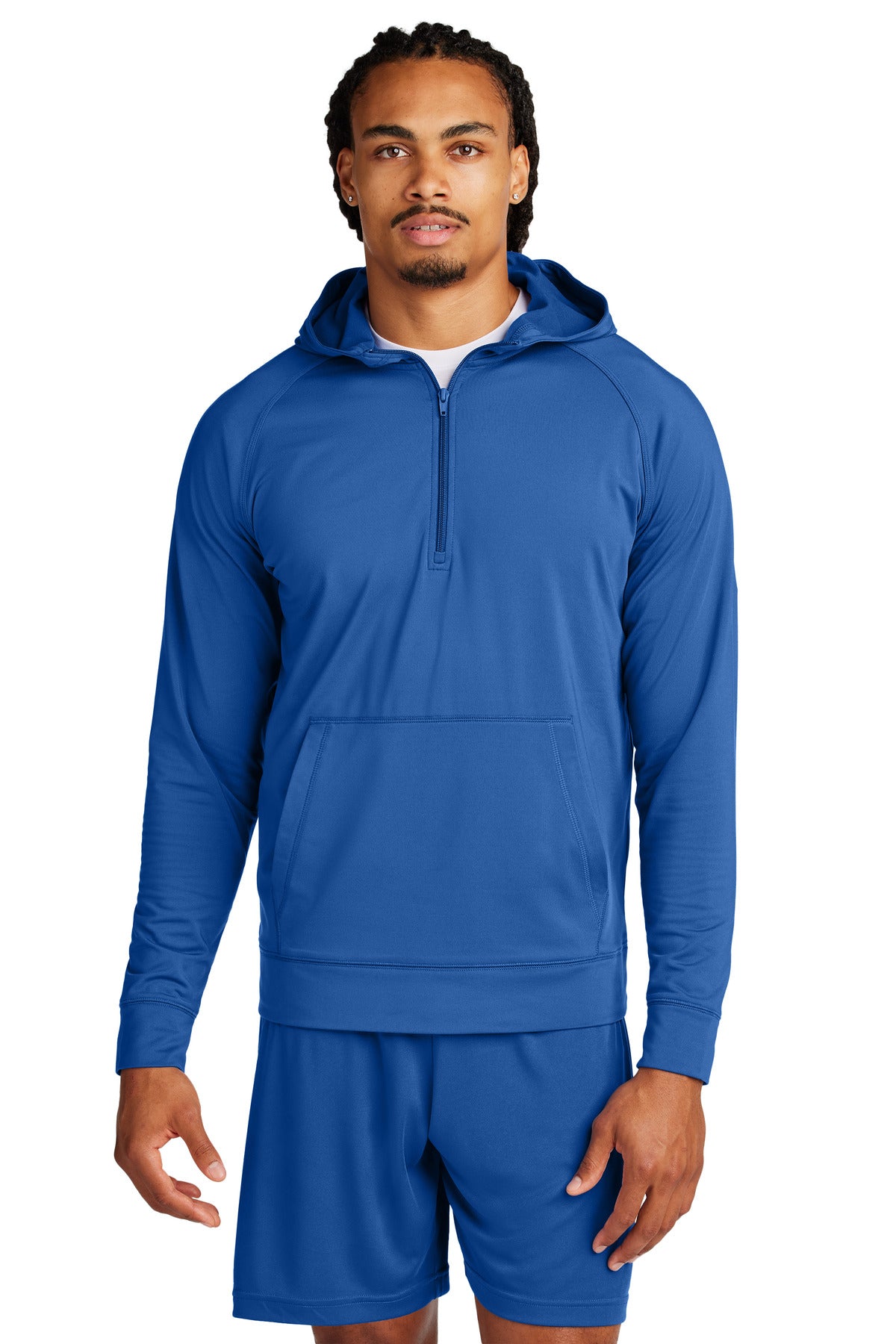 Custom logo Sport-Tek® Sport-Wick® Stretch 1/2-Zip Hoodie ST856 in True Royal