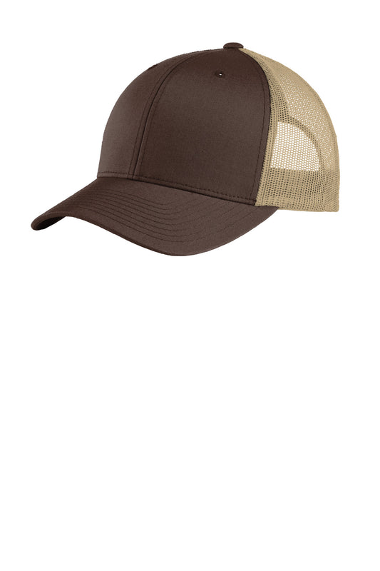 Custom logo Sport-Tek® YP Classics® Retro Trucker Cap. STC39 in Chocolate Brown/ Khaki
