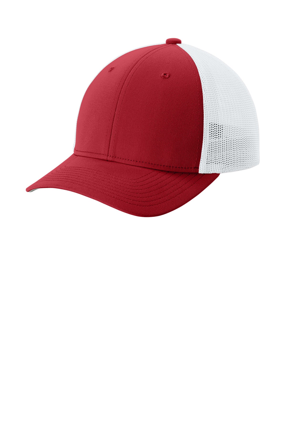 Custom logo Sport-Tek® Stretch-Tek Mesh Back Cap STC60 in Deep Red/ White