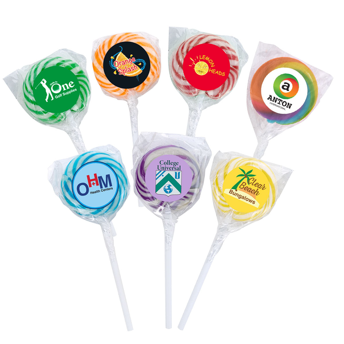 Custom logo Swirl Lollipop with Round Label
