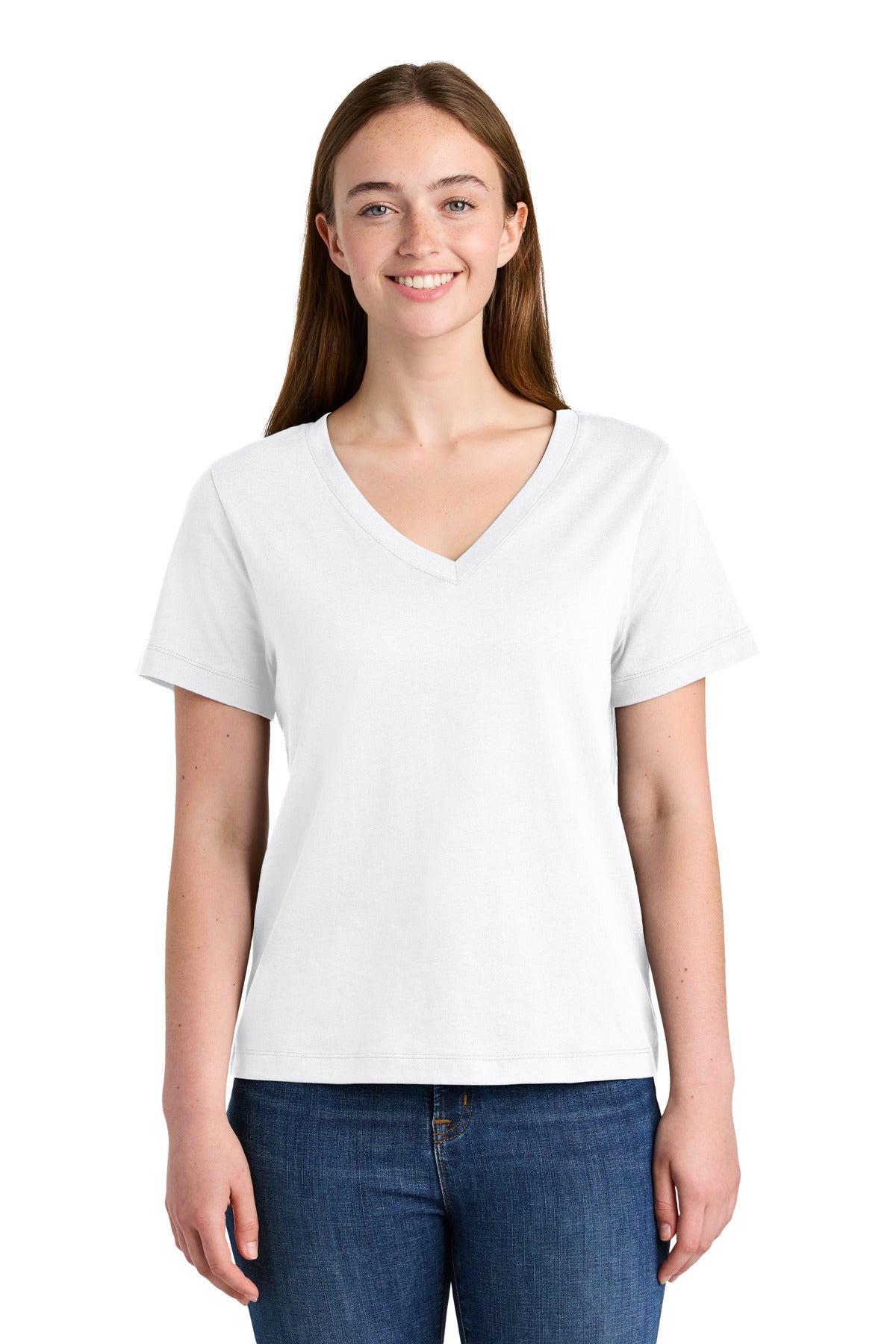 Custom logo Stanley/Stella® Women's Stella Isla V-Neck Tee SXW032 in White