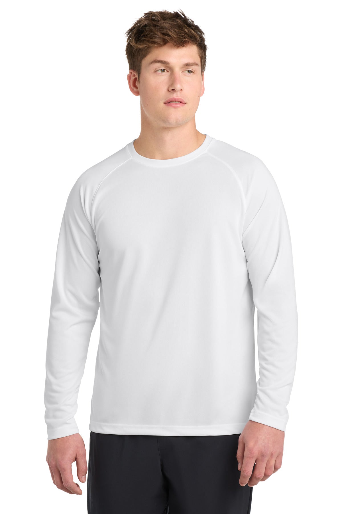 Custom logo Sport-Tek® Dry Zone® Long Sleeve Raglan T-Shirt. T473LS in White