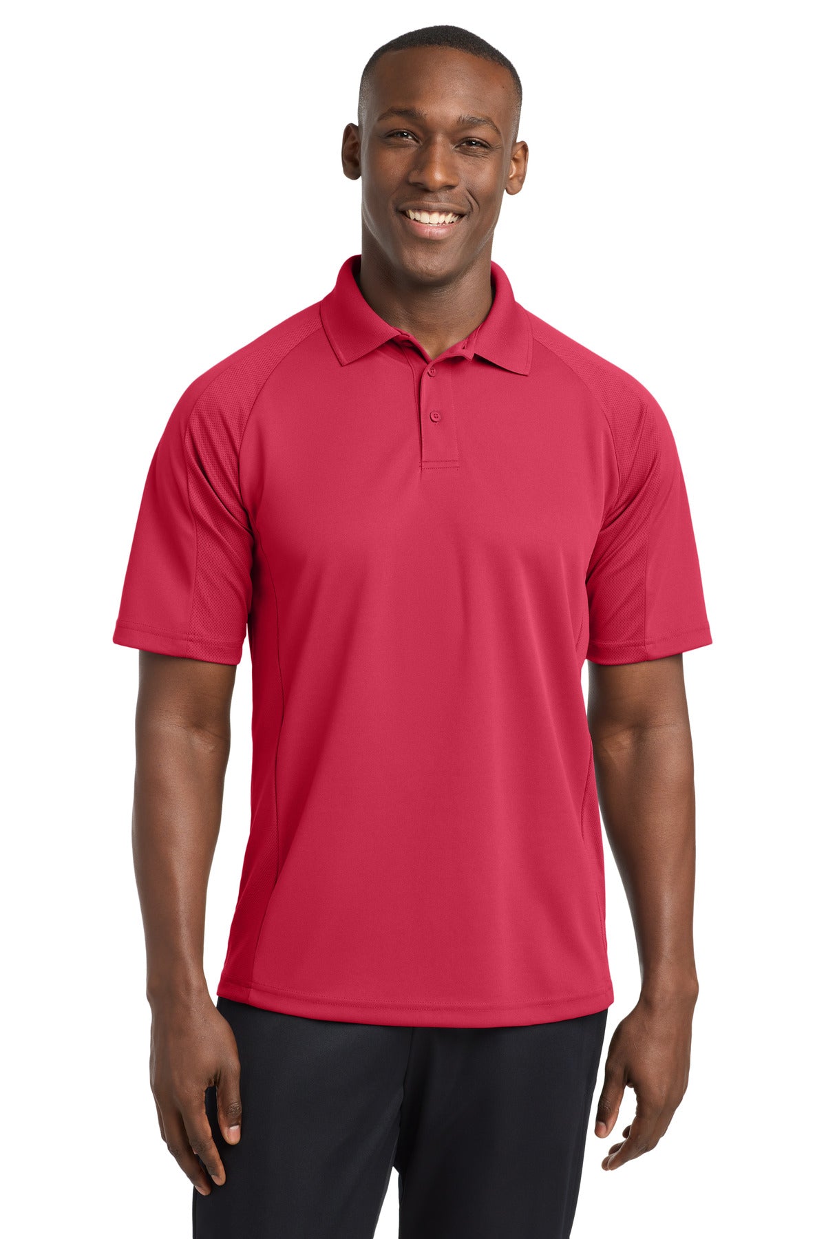 Custom logo Sport-Tek® Dri-Mesh® Pro Polo. T474 in Engine Red